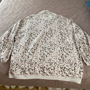 Aerie half zip oversized sweatshirt. Animal print.